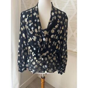 Halston III Women’s Size 10 Medium Vintage Metallic Black Gold Silver Top